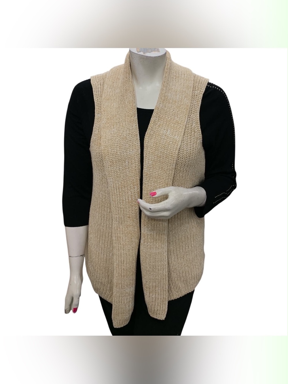 GAP Open-Front Knit Sleeveless Vest - Cream Size L